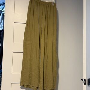 Olive Green Wide-Leg Pants